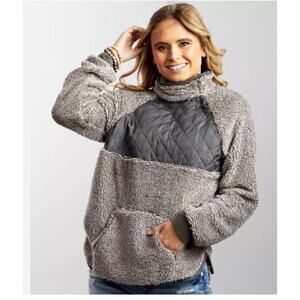 NEW Long Sleeve Asymmetrical Snap Neck Fleece Pullover Tops Sweater womens 1X